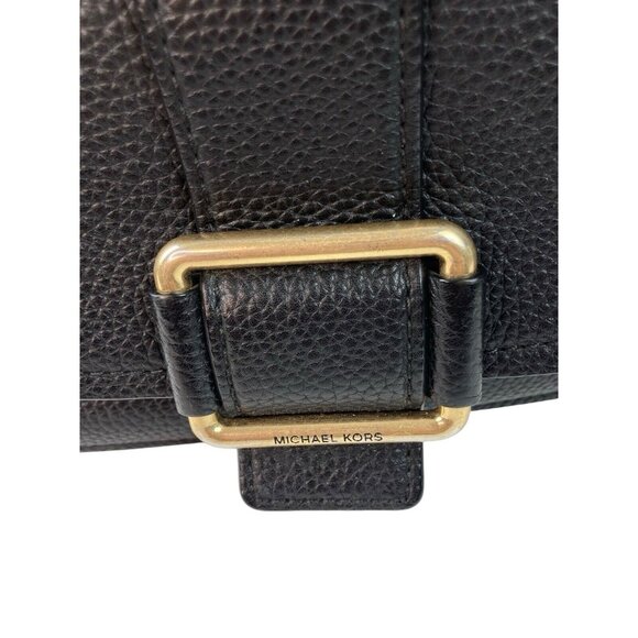 *Michael Kors Maxine Purse Black Pebbled Leather Crossbody Saddlebag Messenger - Picture 2 of 16